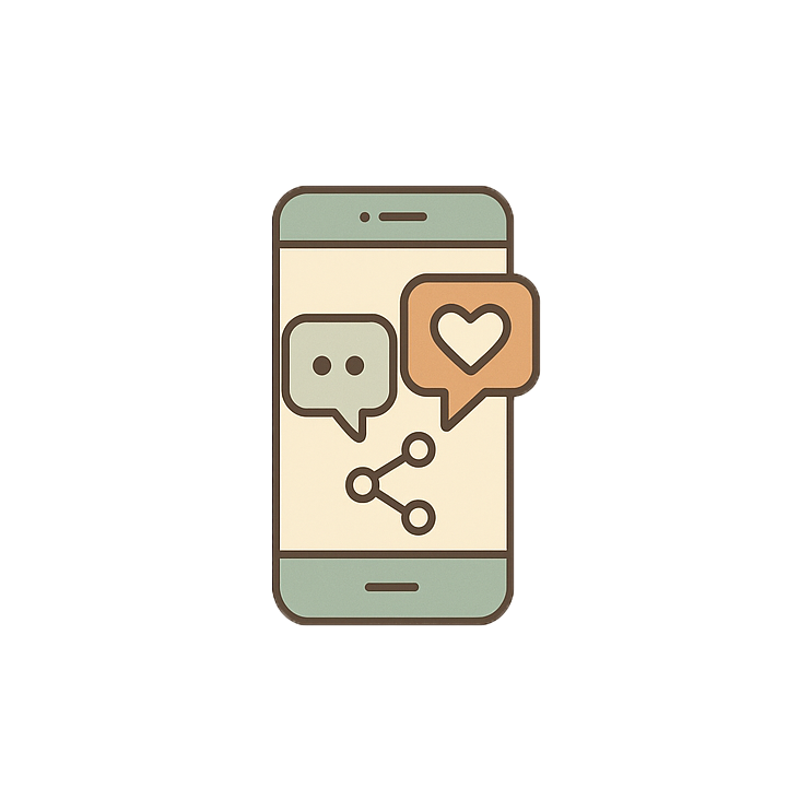 Icône portable et réseaux sociaux