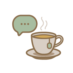 icône d'une tasse de thé avec une bulle de discussion